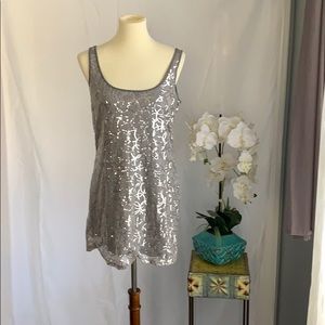 Express tank dress size M silver sequins